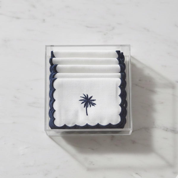 Embroidered Palm Tree Cocktail Napkin (Set of 6)