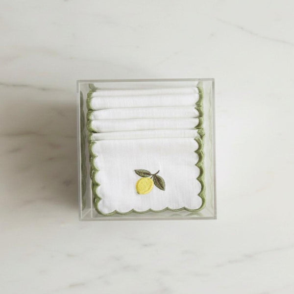 Embroidered Lemon Cocktail Napkin (Set of 6)