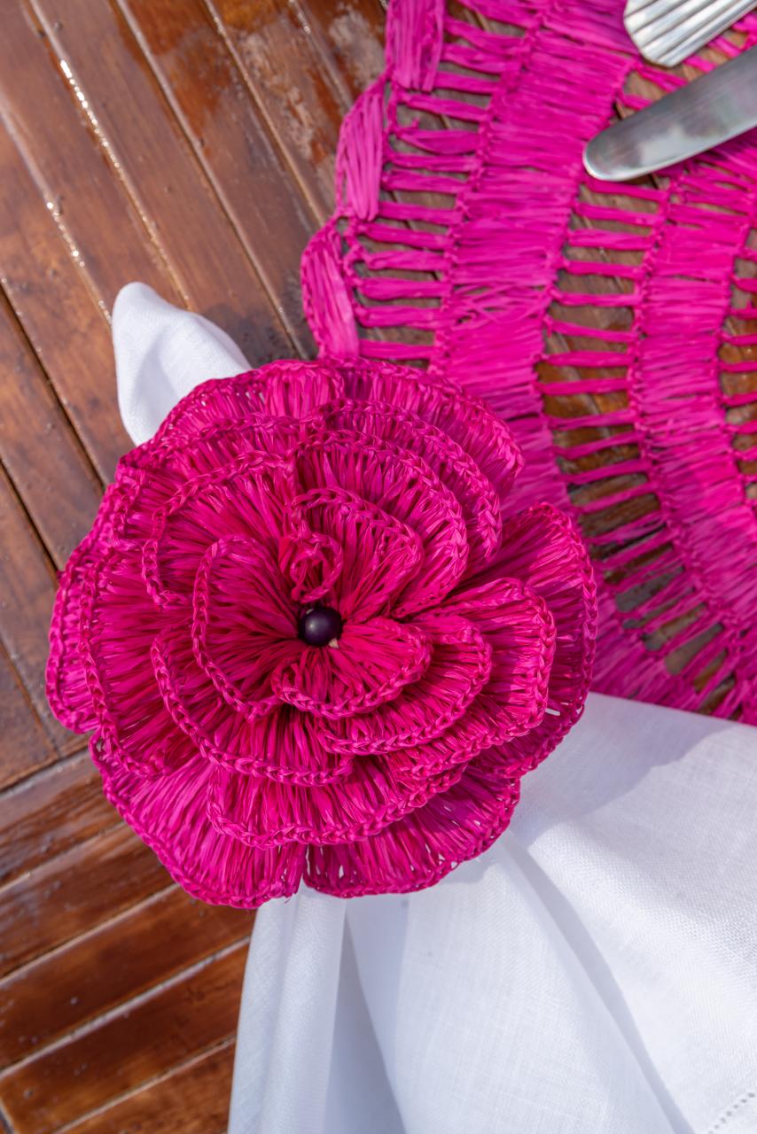 Fuscia Pink Buriti Flower Napkin Ring