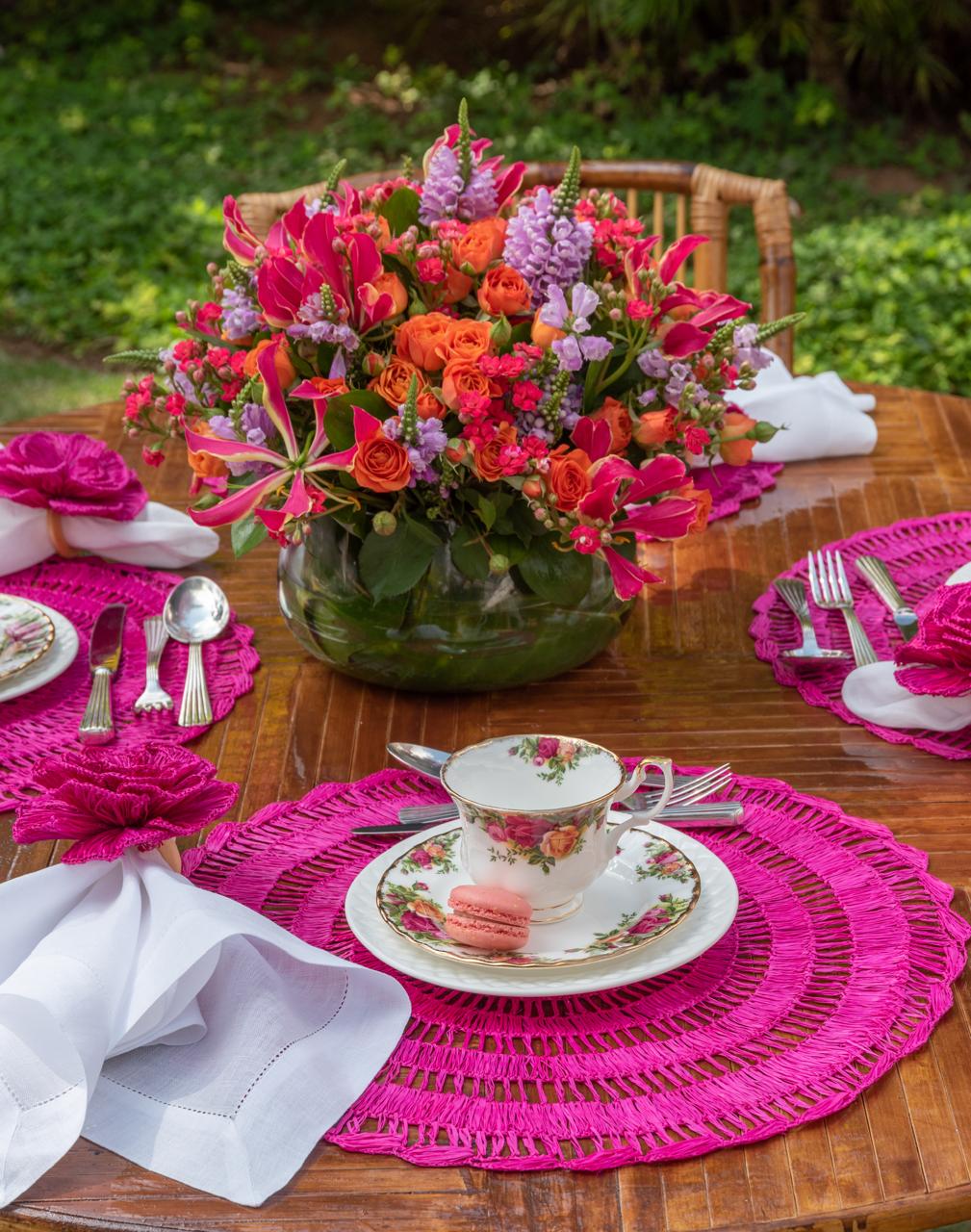 Fuscia Pink Buriti Straw Placemat