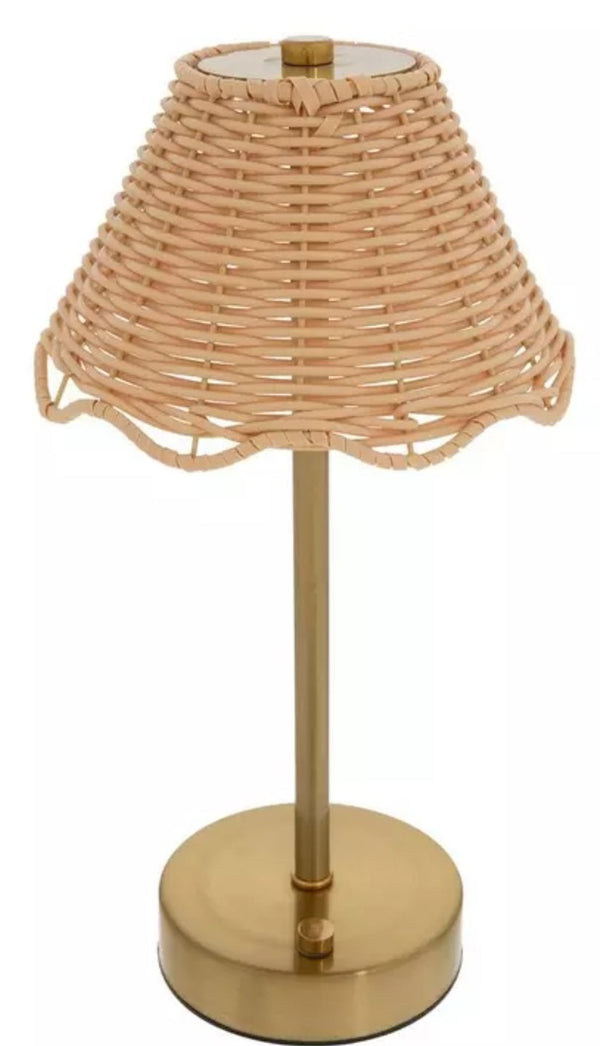 Scalloped Rattan LED Table Lamp