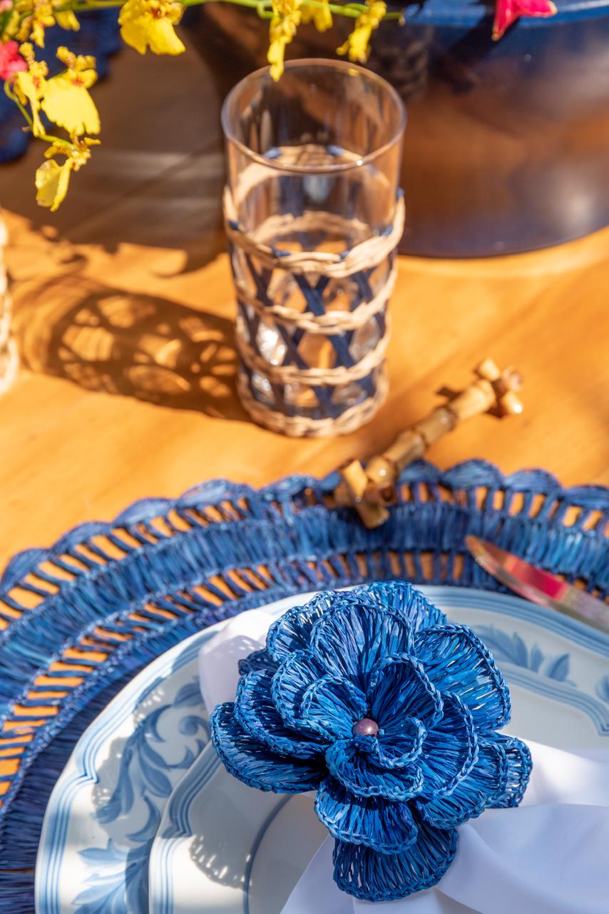 Navy Buriti Flower Napkin Ring