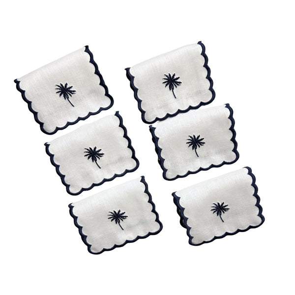 Embroidered Palm Tree Cocktail Napkin (Set of 6)