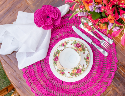 Fuscia Pink Buriti Straw Placemat