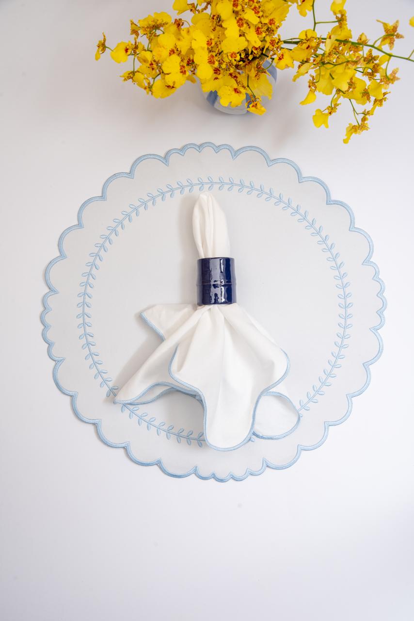 Blue Trim Wave Napkin