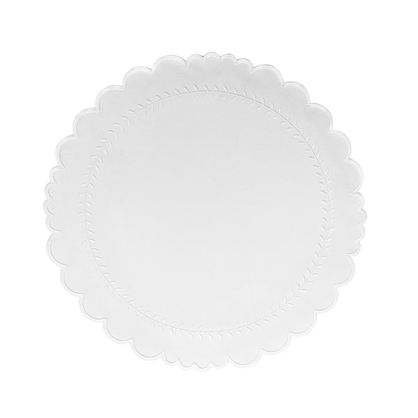 Arrow impermeable placemat with geometric border design in white by Talah Home